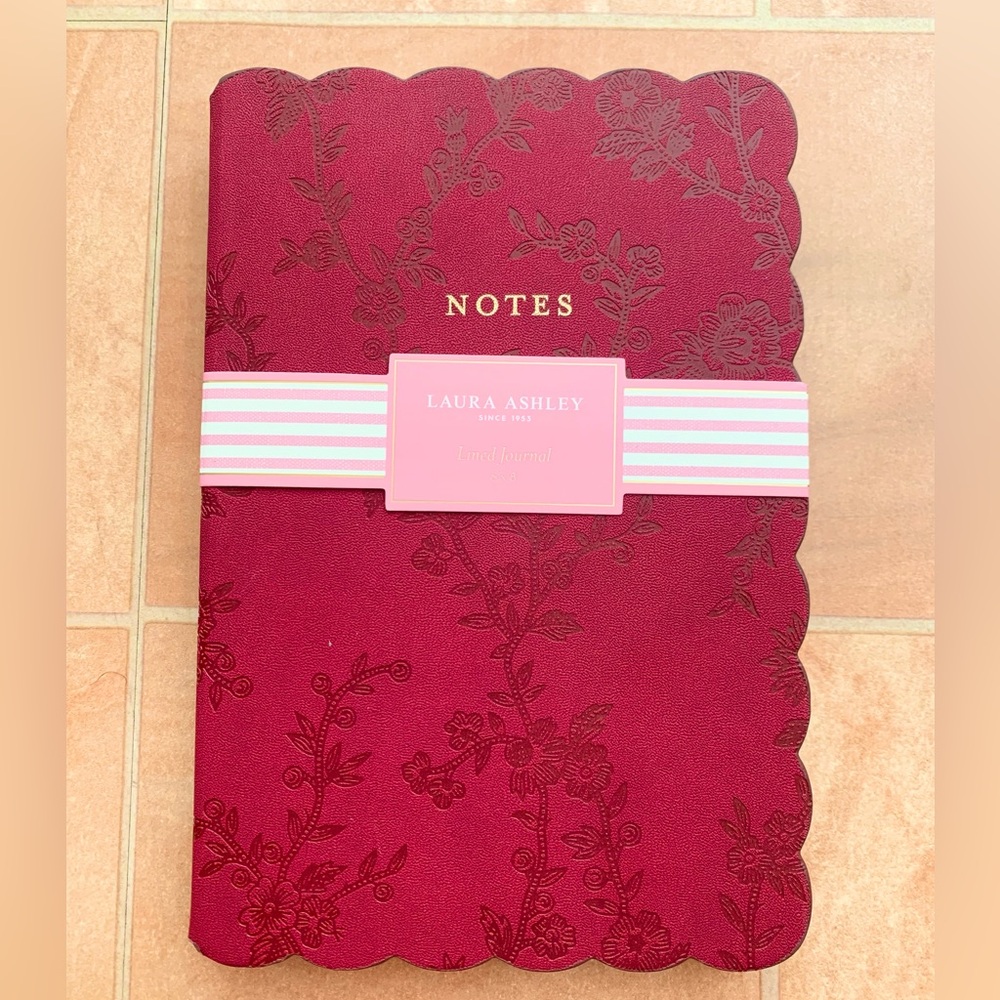 NWT Laura Ashley Burgundy Red Floral 6x8 Hardcover Lined Paper Notes Journal